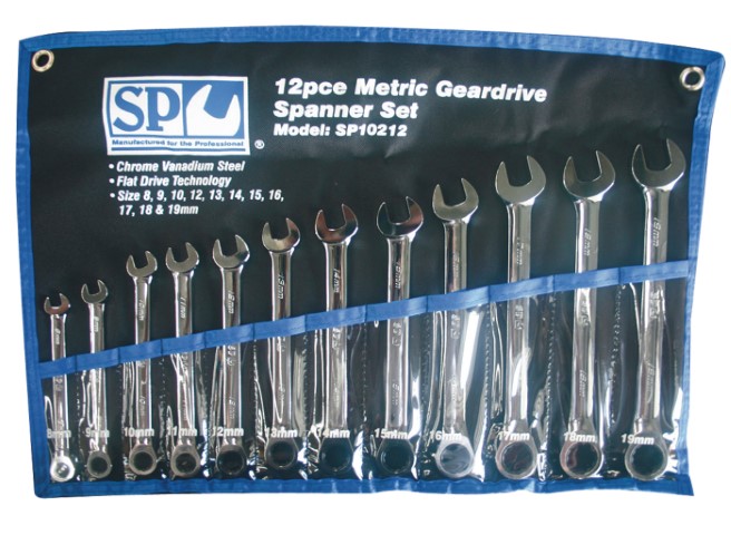 SP - 12PCE METRIC GEARDRIVE SPANNER SET (8-19MM)